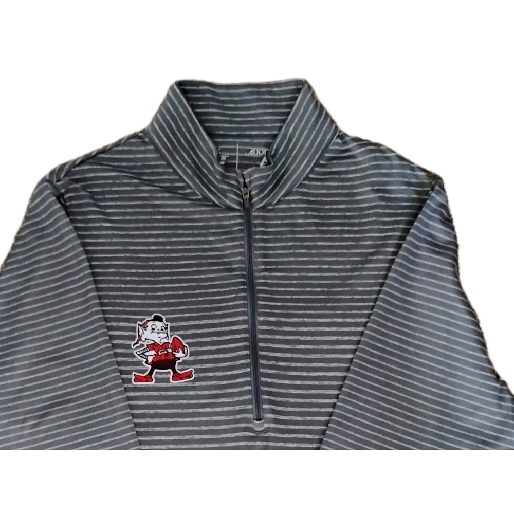 Cleveland Browns Antiqua Men's XXL Gray Striped 1/4 Zip Pullover